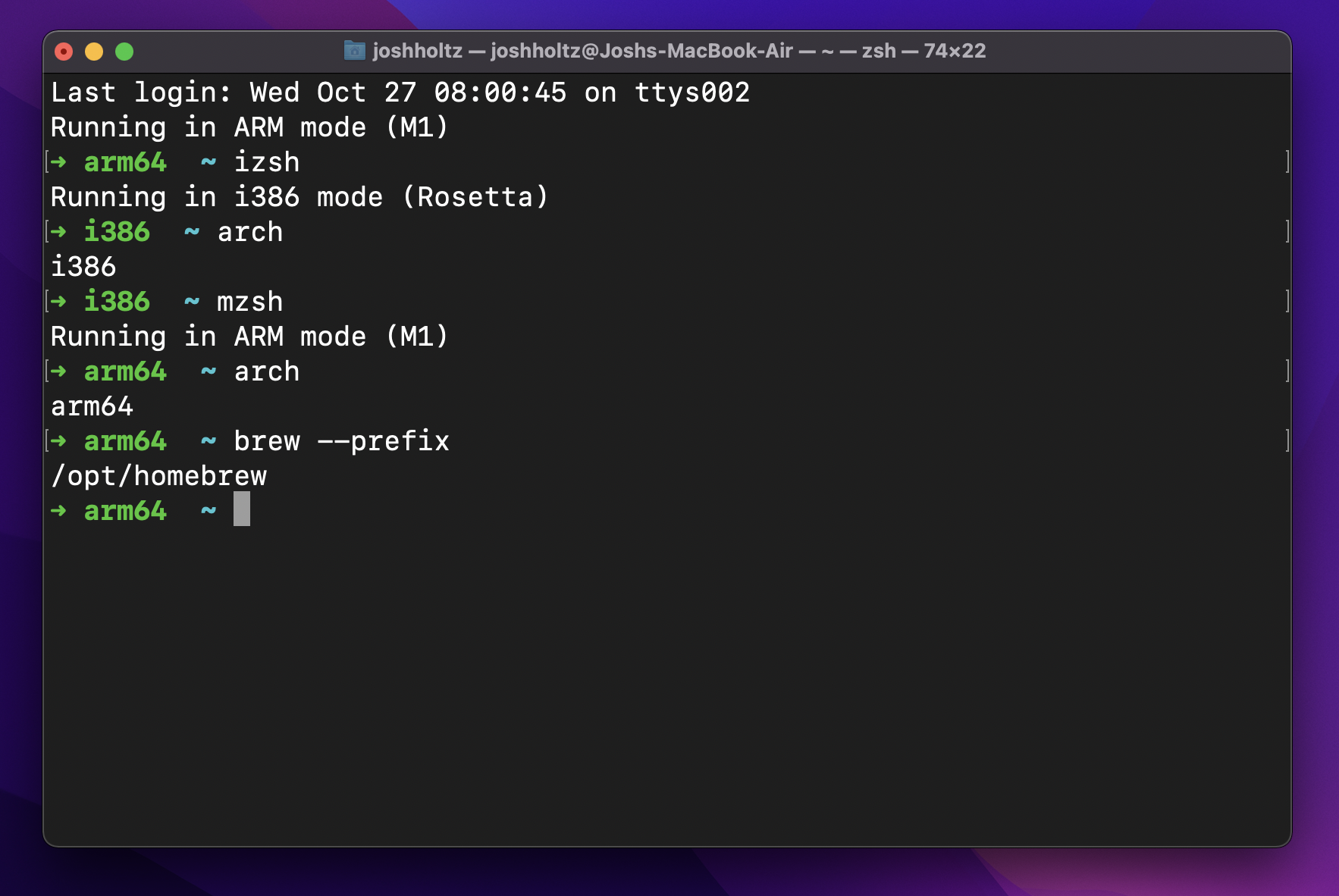 Josh's M1 Mac Development Environment - homebrew, zsh, Ruby and python version managers